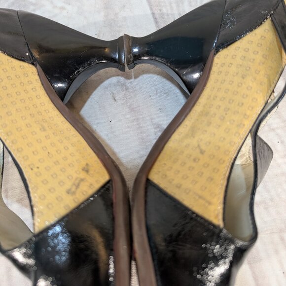 John Fluevog Blind Faith T-Strap Heels Black & Tan Women Size 8 - Picture 13 of 14